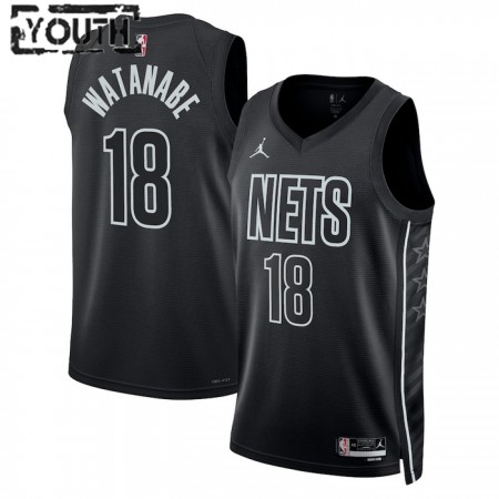 NBA Børn Trøje Brooklyn Nets Yuta Watanabe 18 2022-23 Jordan Statement Edition Sort Swingman